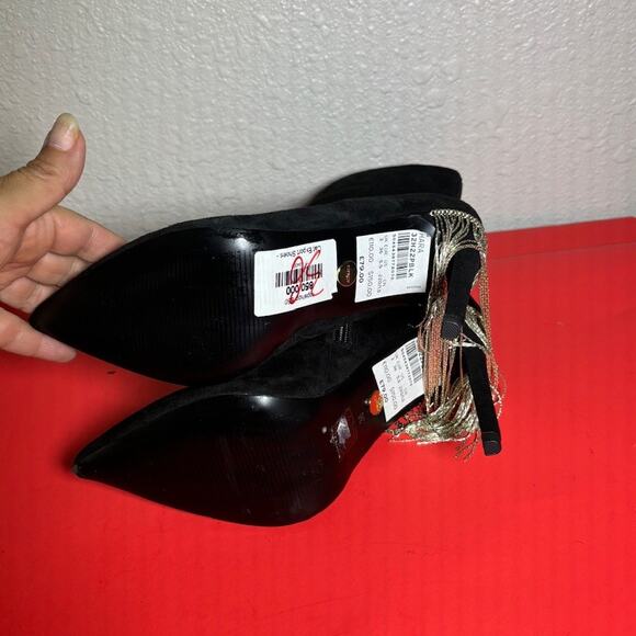 TopShop black suede heel booties with decorate chains size 36 / US 5.5 NWT - Picture 8 of 10